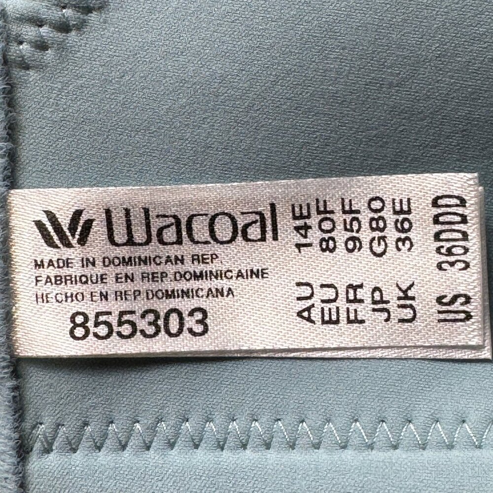 Wacoal Back Appeal Underwire Bra Stone Blue 36DDD Style 855303 NWOT - Picture 6 of 9